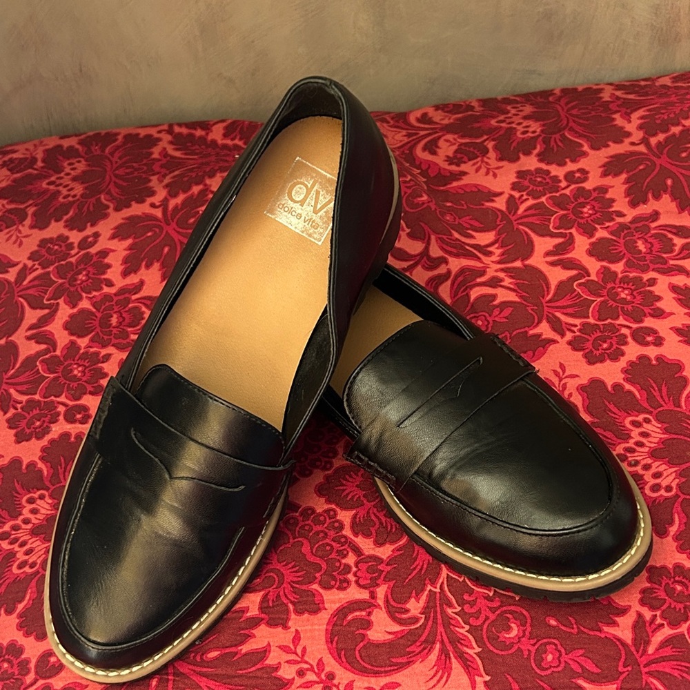 Dolce Vita Black Leather Penny Loafers